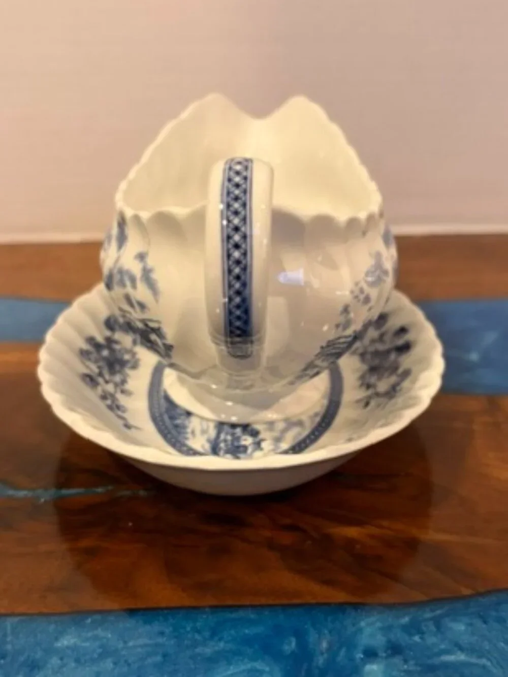 Johnson Brothers Tulip Time Windmill Gravy Boat with Underplate